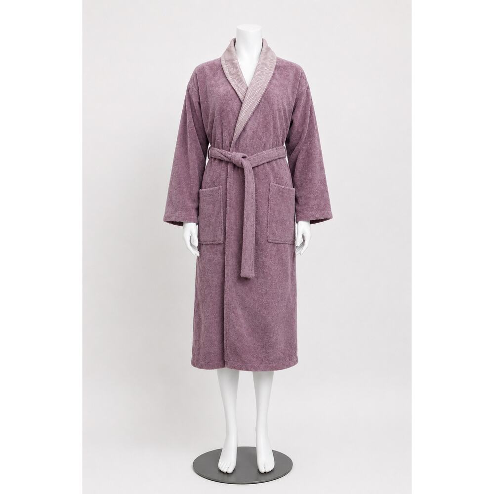 NEW Turkish 100% Cotton Bathrobe Large XL Purple Towel Robe Soft Luxury - Picture 4 of 4